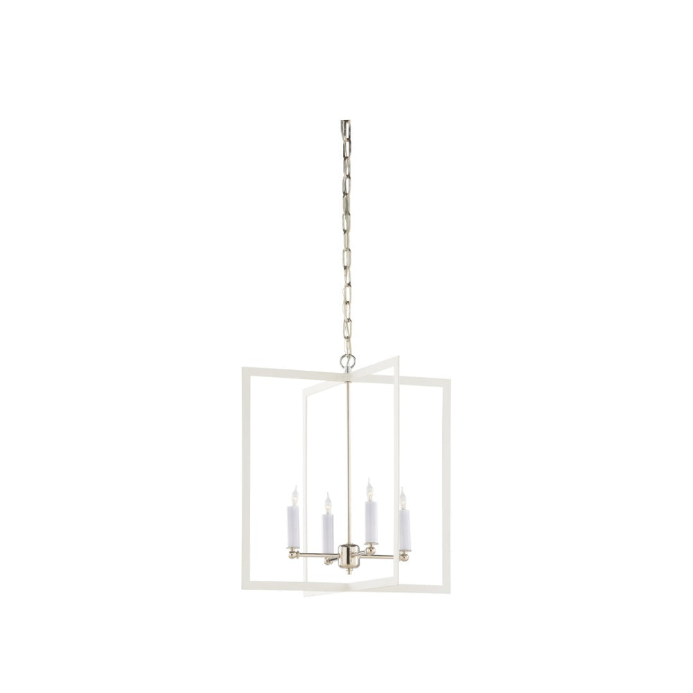Wildwood Bayberry Matte White Chandelier With Polished Nickel Accents — Modern Pendant Lighting For Islands And Dining 22h x 20w x 20d 67493