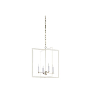 Wildwood Bayberry Matte White Chandelier With Polished Nickel Accents — Modern Pendant Lighting For Islands And Dining 22h x 20w x 20d 67493