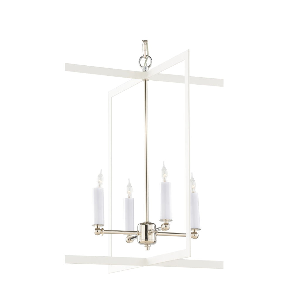 Wildwood Bayberry Matte White Chandelier With Polished Nickel Accents — Modern Pendant Lighting For Islands And Dining 22h x 20w x 20d 67493