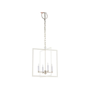 Wildwood Bayberry Matte White Chandelier With Polished Nickel Accents — Modern Pendant Lighting For Islands And Dining 22h x 20w x 20d 67493