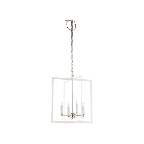 Wildwood Bayberry Matte White Chandelier With Polished Nickel Accents — Modern Pendant Lighting For Islands And Dining 22h x 20w x 20d 67493