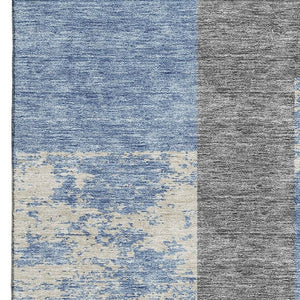 HomeRoots 9' X 12' Stylish Denim Blue Geometric Area Rug with UV Protection - Washable, Durable & Family-Friendly! 674933