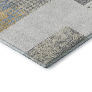 HomeRoots 8' X 10' Modern Gray Gold Mint Green Geometric Area Rug - Washable, UV Protected for Busy Homes 674938