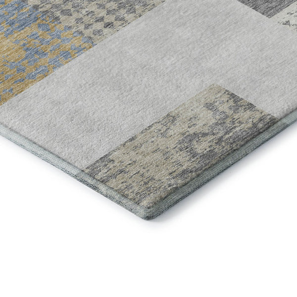 HomeRoots 8' X 10' Modern Gray Gold Mint Green Geometric Area Rug - Washable, UV Protected for Busy Homes 674938