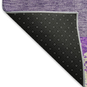 HomeRoots 5' X 8' Contemporary Lavender and Orange Geometric Washable Area Rug with UV Protection & Style 674948