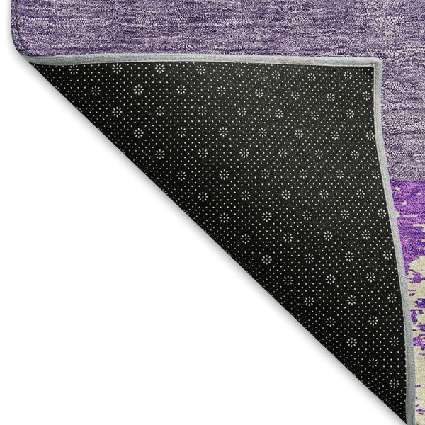 HomeRoots 5' X 8' Contemporary Lavender and Orange Geometric Washable Area Rug with UV Protection & Style 674948