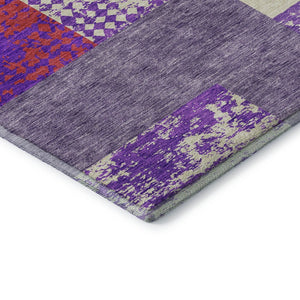 HomeRoots 5' X 8' Contemporary Lavender and Orange Geometric Washable Area Rug with UV Protection & Style 674948