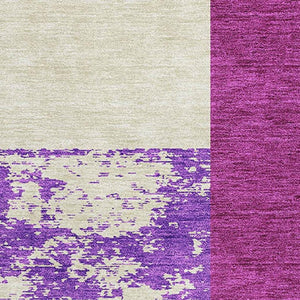 HomeRoots 5' X 8' Contemporary Lavender and Orange Geometric Washable Area Rug with UV Protection & Style 674948