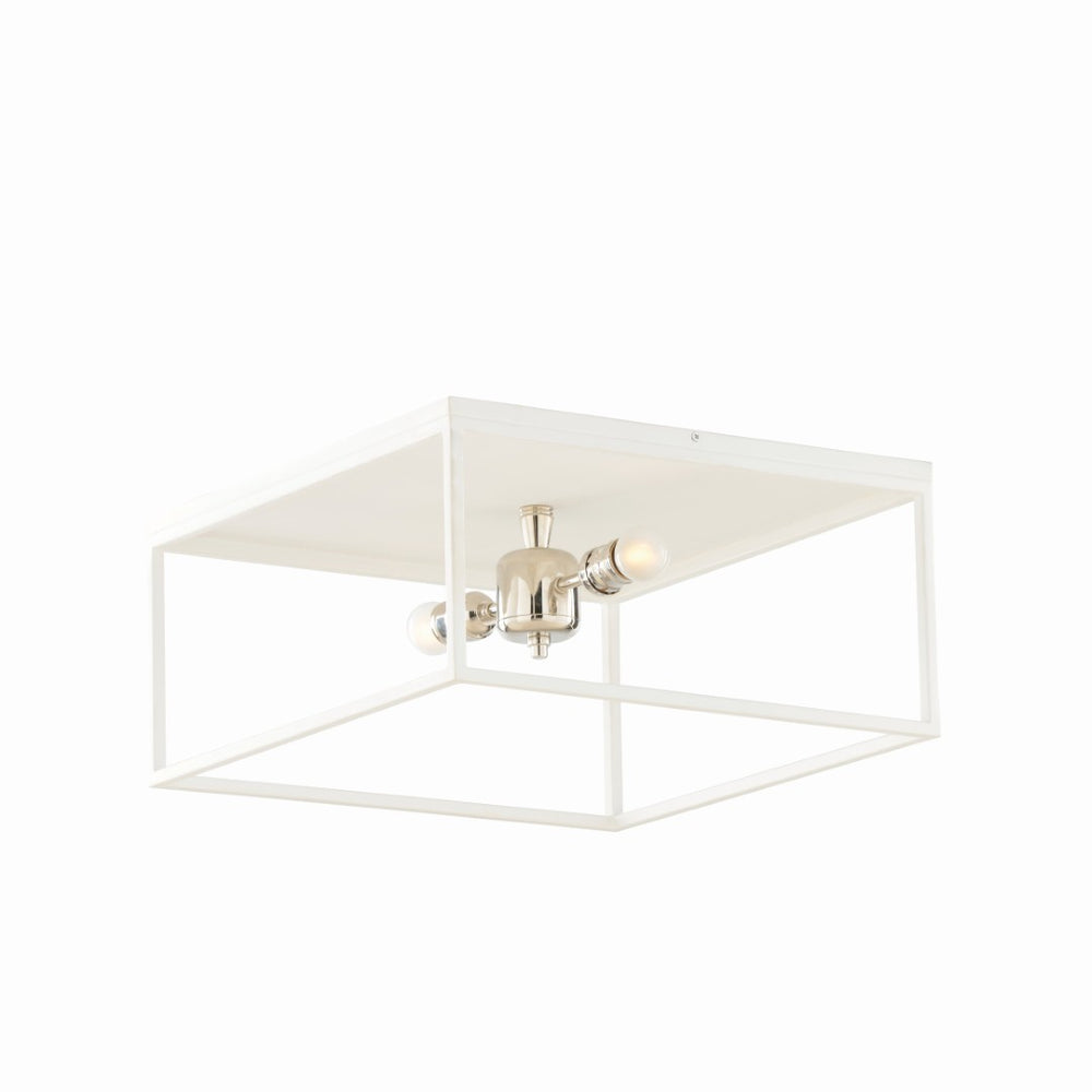 Wildwood Stone Harbor Flush Mount Matte White With Polished Nickel Accents — Low-Profile Coastal Modern Lighting, 16" Diameter 67495