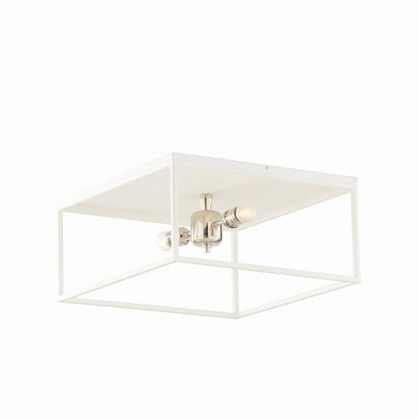 Wildwood Stone Harbor Flush Mount Matte White With Polished Nickel Accents — Low-Profile Coastal Modern Lighting, 16" Diameter 67495