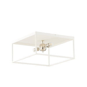 Wildwood Stone Harbor Flush Mount Matte White With Polished Nickel Accents — Low-Profile Coastal Modern Lighting, 16" Diameter 67495