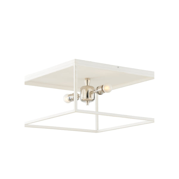 Wildwood Stone Harbor Flush Mount Matte White With Polished Nickel Accents — Low-Profile Coastal Modern Lighting, 16" Diameter 67495