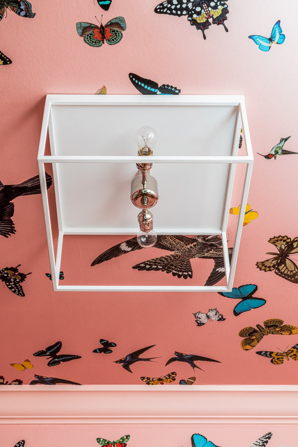 Wildwood Stone Harbor Flush Mount Matte White With Polished Nickel Accents — Low-Profile Coastal Modern Lighting, 16" Diameter 67495