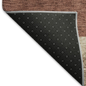 HomeRoots 8' X 10' Geometric Area Rug in Coffee & Merlot - Washable, UV-Protected, Durable for High-Traffic Areas 674962