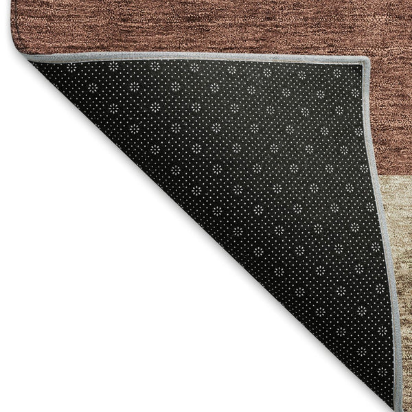HomeRoots 8' X 10' Geometric Area Rug in Coffee & Merlot - Washable, UV-Protected, Durable for High-Traffic Areas 674962