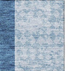 HomeRoots 5' X 8' Navy Blue Geometric Area Rug – Stylish, Washable, Stain-Resistant, UV Protected for Any Room 674966