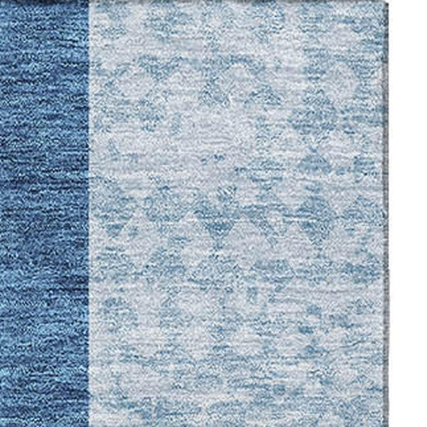 HomeRoots 5' X 8' Navy Blue Geometric Area Rug – Stylish, Washable, Stain-Resistant, UV Protected for Any Room 674966