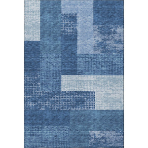 HomeRoots 5' X 8' Navy Blue Geometric Area Rug – Stylish, Washable, Stain-Resistant, UV Protected for Any Room 674966