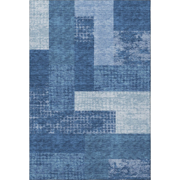 HomeRoots 5' X 8' Navy Blue Geometric Area Rug – Stylish, Washable, Stain-Resistant, UV Protected for Any Room 674966