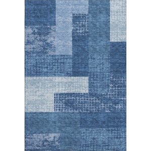 HomeRoots 8' X 10' Navy Blue & Ivory Geometric Area Rug - Washable, UV Protected & Ideal for High-Traffic Rooms 674968