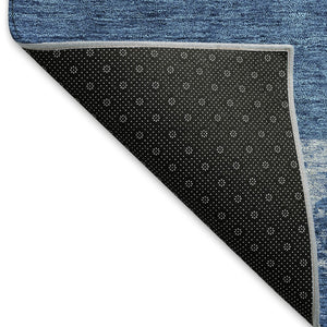 HomeRoots 8' X 10' Navy Blue & Ivory Geometric Area Rug - Washable, UV Protected & Ideal for High-Traffic Rooms 674968