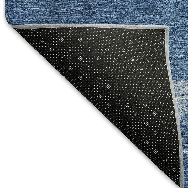 HomeRoots 9' X 12' Navy Blue Geometric Area Rug - Washable, UV-Protected, Stain Resistant for Family Spaces 674969