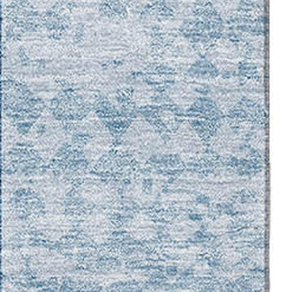 HomeRoots 9' X 12' Navy Blue Geometric Area Rug - Washable, UV-Protected, Stain Resistant for Family Spaces 674969