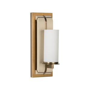 Wildwood Oak Island Sconce Brushed Wood & Frosted Glass Wall Light With Ada Compliance For Warm Ambient Glow 16h x 5.75w x 7d 67497