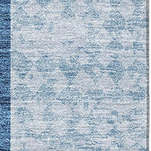 HomeRoots 10' Navy Blue & Ivory Geometric Area Rug - Washable, Stain Resistant, UV Protected for High Traffic Homes 674970