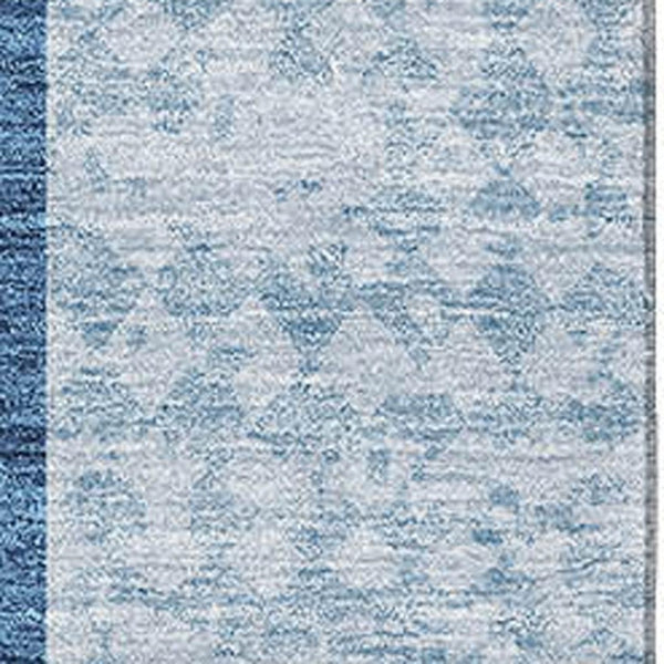HomeRoots 10' Navy Blue & Ivory Geometric Area Rug - Washable, Stain Resistant, UV Protected for High Traffic Homes 674970
