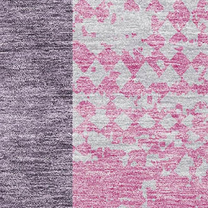 HomeRoots 5' X 8' Vibrant Purple Green Pink Geometric Washable Area Rug with UV Protection for Families 674972