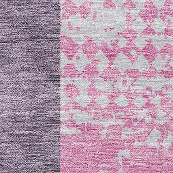 HomeRoots 5' X 8' Vibrant Purple Green Pink Geometric Washable Area Rug with UV Protection for Families 674972