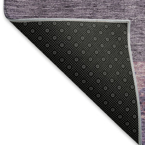 HomeRoots 8' Vibrant Purple Green Pink Geometric Washable Round Rug with UV Protection for Family Spaces 674973