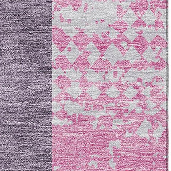 HomeRoots 9' X 12' Vibrant Purple, Green & Pink Geometric Washable Area Rug with UV Protection & Stain Resistance 674975