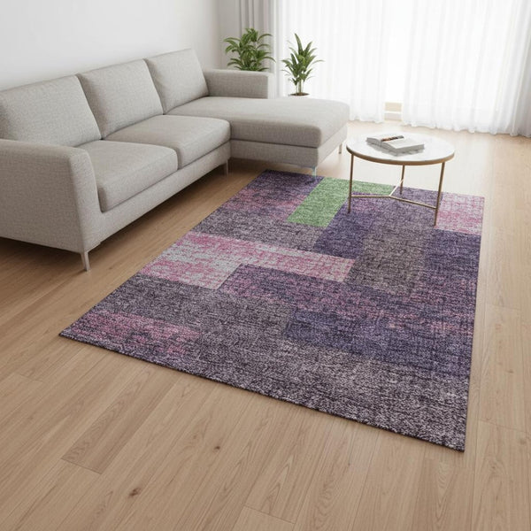 HomeRoots 10' X 14' Vibrant Purple, Green & Pink Geometric Area Rug - Washable, UV Protected, Durable Design! 674976