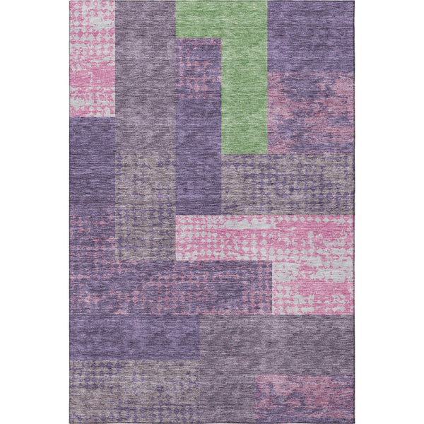 HomeRoots 10' X 14' Vibrant Purple, Green & Pink Geometric Area Rug - Washable, UV Protected, Durable Design! 674976