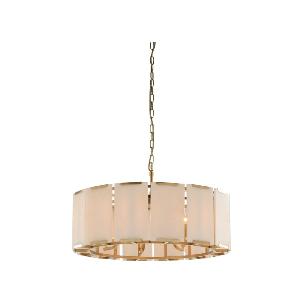 Wildwood Perla Faceted Alabaster Chandelier With Antique Brass Arms — Sculptural Warm Glow For Entryways 67498
