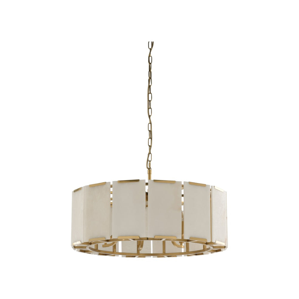Wildwood Perla Faceted Alabaster Chandelier With Antique Brass Arms — Sculptural Warm Glow For Entryways 67498