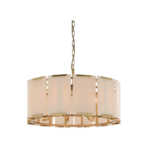 Wildwood Perla Faceted Alabaster Chandelier With Antique Brass Arms — Sculptural Warm Glow For Entryways 67498