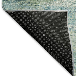 HomeRoots 8' X 10' Artichoke Green Teal Ivory Abstract Area Rug - Washable, Stain-Resistant with UV Protection! 674980