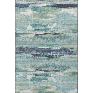HomeRoots 9' X 12' Contemporary Abstract Area Rug in Artichoke Green, Teal & Ivory - Durable, Washable & UV Protected 674981
