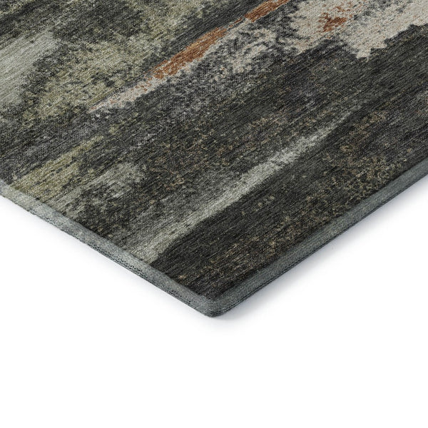 HomeRoots 5' X 8' Charcoal Ivory Copper Abstract Area Rug - Durable, Washable, UV Protection for Busy Homes 674984