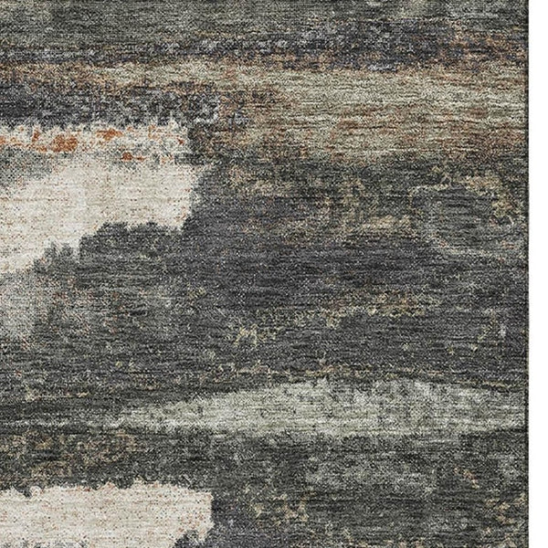 HomeRoots 5' X 8' Charcoal Ivory Copper Abstract Area Rug - Durable, Washable, UV Protection for Busy Homes 674984