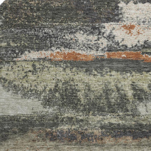 HomeRoots 8' Charcoal Ivory and Copper Abstract Round Rug - UV Protected, Stain Resistant, Easy Care! 674985
