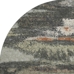 HomeRoots 8' Charcoal Ivory and Copper Abstract Round Rug - UV Protected, Stain Resistant, Easy Care! 674985
