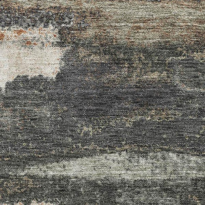HomeRoots 8' X 10' Charcoal Ivory Copper Abstract Area Rug – Washable, UV Protected & Family-Friendly Comfort 674986