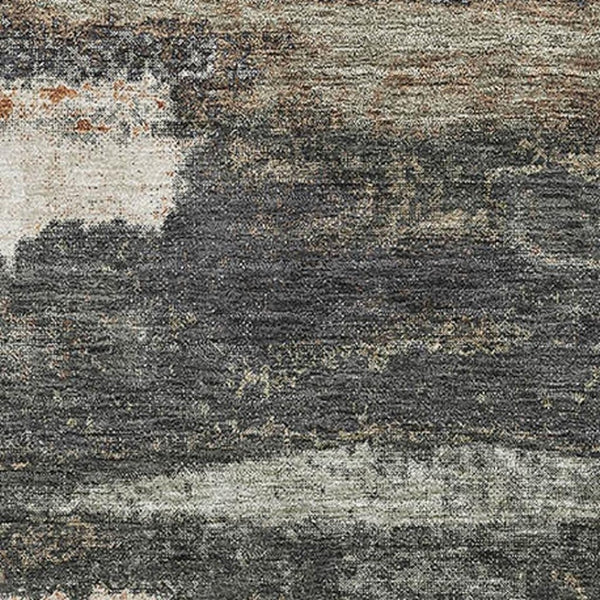HomeRoots 8' X 10' Charcoal Ivory Copper Abstract Area Rug – Washable, UV Protected & Family-Friendly Comfort 674986