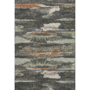 HomeRoots 9' X 12' Modern Charcoal Ivory Copper Area Rug - Washable, UV Protected, Stain-Resistant Design 674987