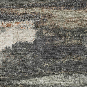 HomeRoots 9' X 12' Modern Charcoal Ivory Copper Area Rug - Washable, UV Protected, Stain-Resistant Design 674987
