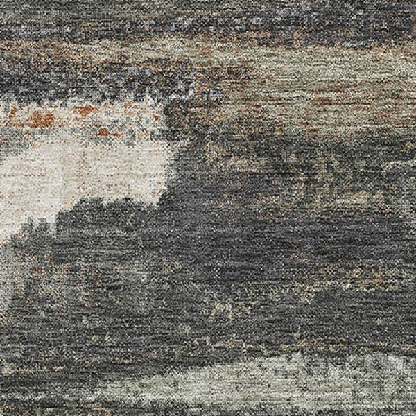 HomeRoots 9' X 12' Modern Charcoal Ivory Copper Area Rug - Washable, UV Protected, Stain-Resistant Design 674987